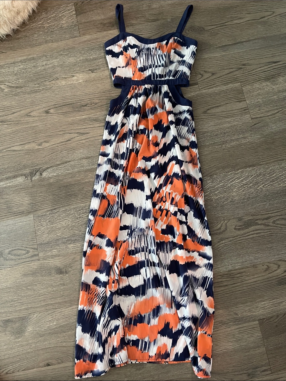 Soprano Navy, Pink & White Printed Cutout Maxi Dress